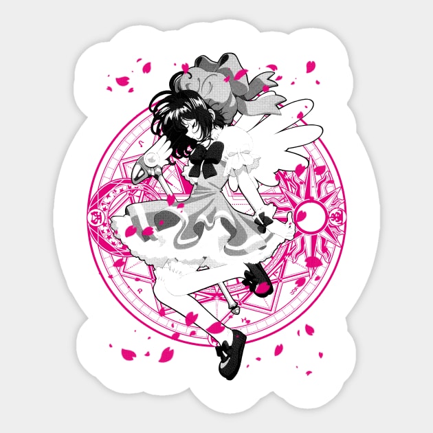 Sakura Magic Circle (black) Sticker by geekingink